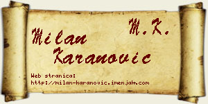 Milan Karanović vizit kartica